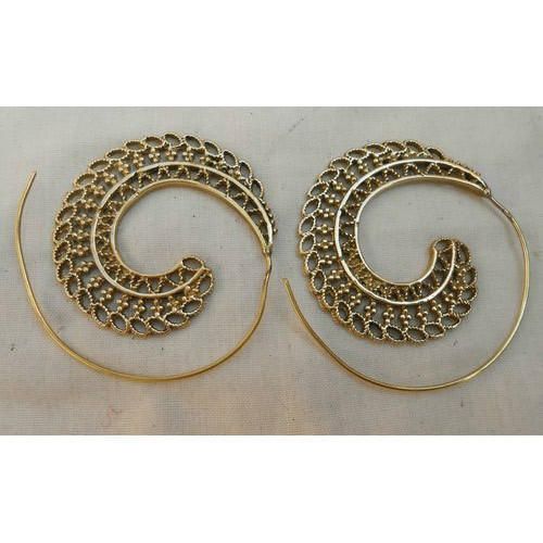 Brass Spiral Earrings 01