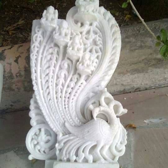 Marble Peacock Statue 01