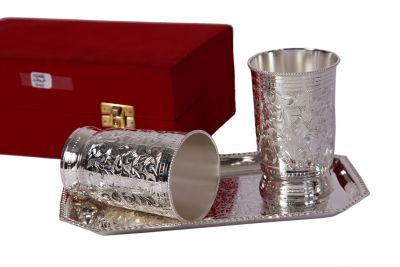 3453 Silver Glass Set With Tray
