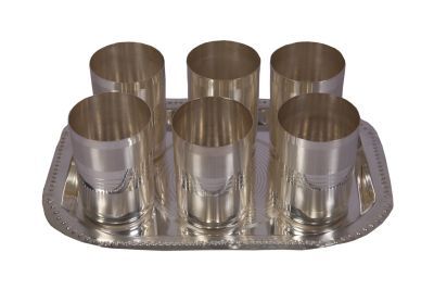 3458 Slver Glass Set With Tray