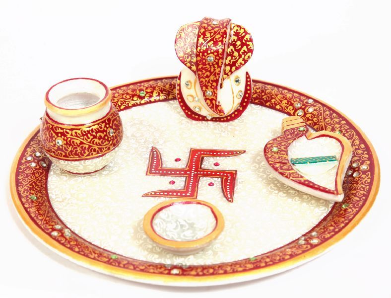 604 Marble Pooja Thali