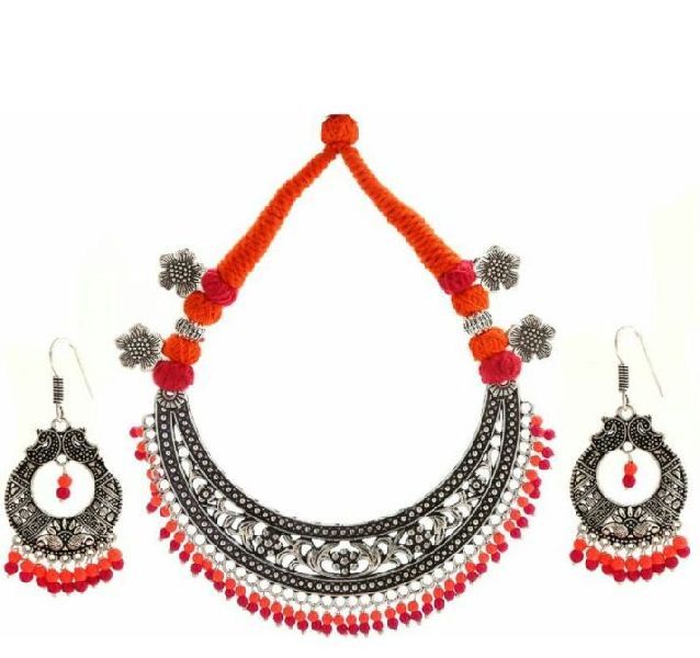 Oxidized Necklace & Earring Set 04
