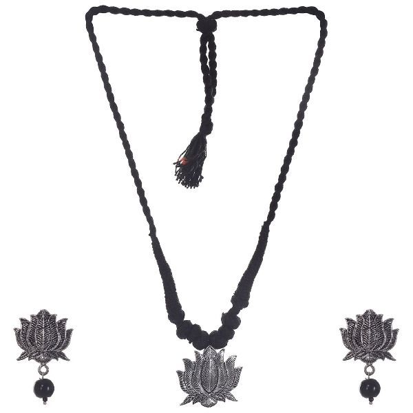 Oxidized Pendant & Earring Set 04