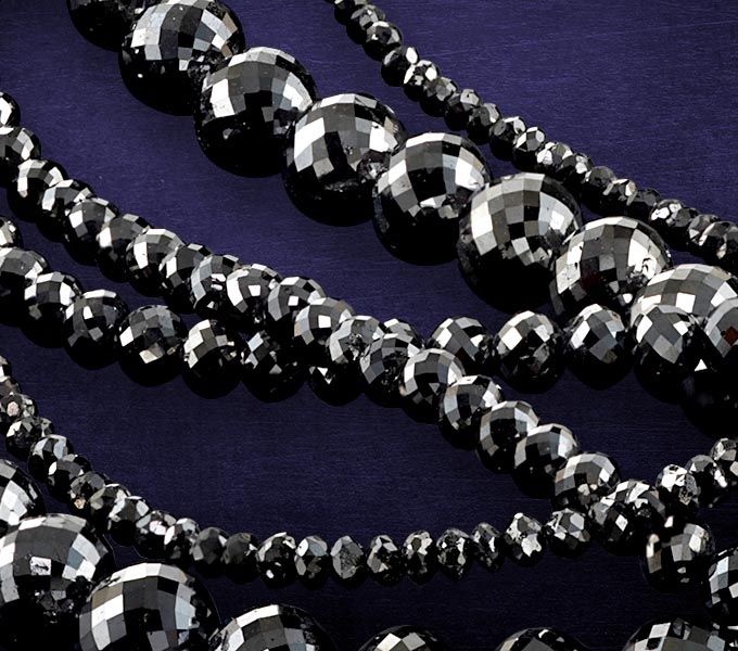 Black Polished Diamond Beads 08