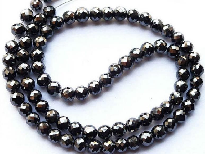 Black Polished Diamond Beads 12