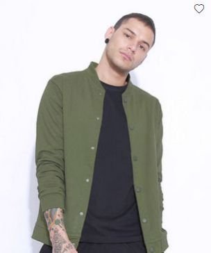 Army Green Buttoned Bomber Jacket