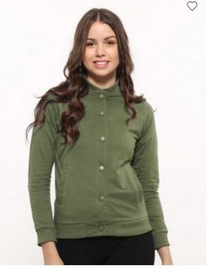 Army Green Buttoned Bomber Jacket