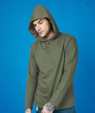 Army Green Plain Henley Hoodies