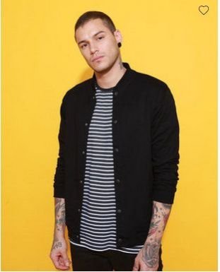 Jet Black Buttoned Bomber Jacket