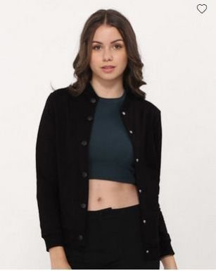 Jet Black Buttoned Bomber Jacket