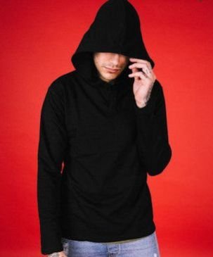 Jet Black Henley Hoodies