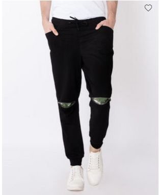 Jet Black Knee Zipper Jogger