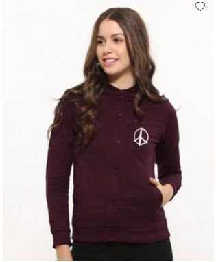 Peace Symbol Buttoned Bomber Jacket