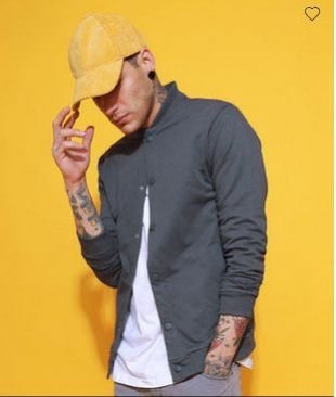 Stone Grey Buttoned Bomber Jacket