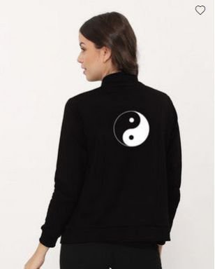 Yin Yang Buttoned Bomber Jacket (Back Print)