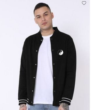 Yin Yang Varsity Buttoned Bomber Jacket