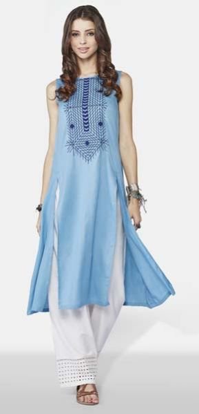 Blue Rayon Slub Kurti