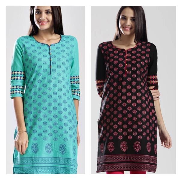 Cotton Slub Kurta with Screenprint and Embroidery