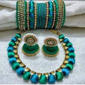 Silk Thread Necklace Set 01