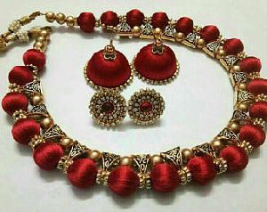 Silk Thread Necklace Set 03