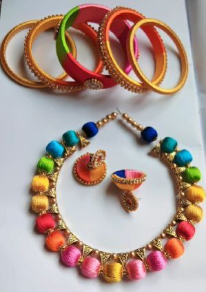 Silk Thread Necklace Set 07