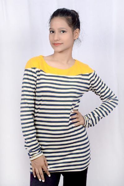 Girls Round Neck Striped Top 01