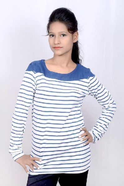 Girls Round Neck Striped Top 02