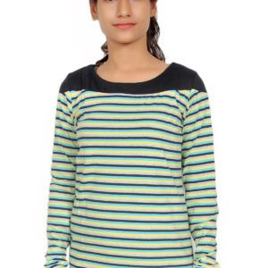 Girls Wide Round Black Neck T-Shirt 02