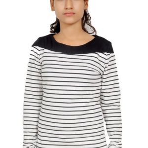 Girls Wide Round Black Neck T-Shirt 03