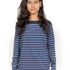 Girls Wide Round Black Neck T-Shirt 04