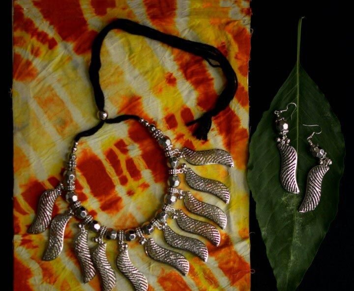 Oxidised Silver Necklace Set 01