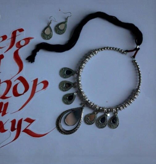 Oxidised Silver Necklace Set 02