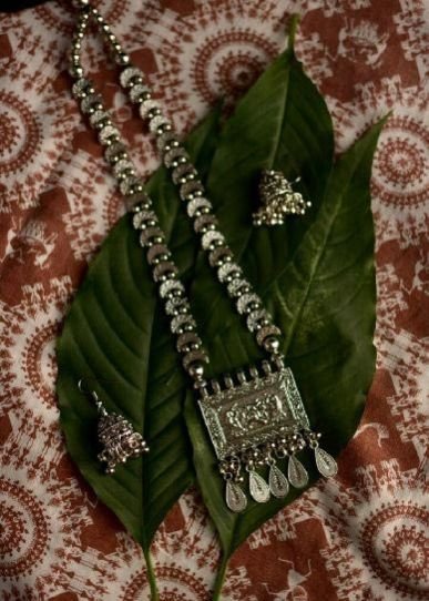 Oxidised Silver Necklace Set 03