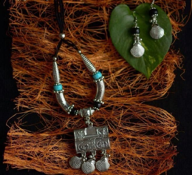 Oxidised Silver Necklace Set 04