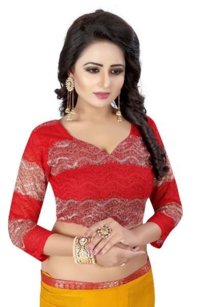 Red Yellow Bandhani Chiffon Sarees 05