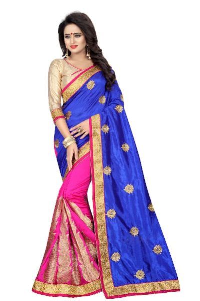 Silky Rose Blue Saree 01