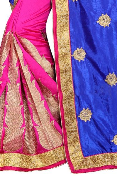 Silky Rose Blue Saree 02