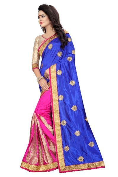Silky Rose Blue Saree 03