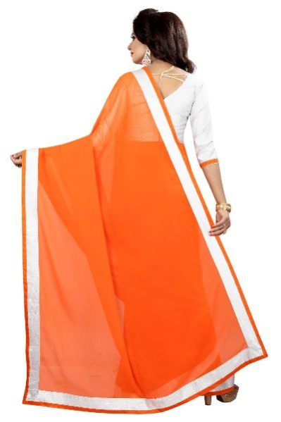 Silver Fenta Chiffon Lace Saree 04