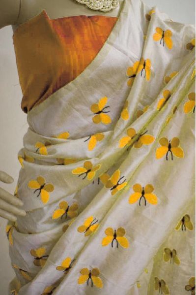Yellow  Titali Embroidered Saree