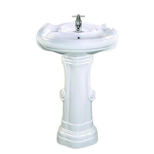 Ceramic Pedestal Plain Wash Basin 02