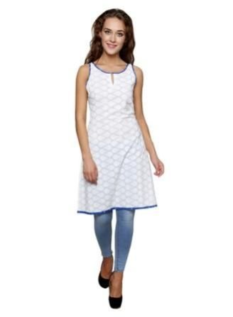 Ladies Kurtis - 2019 printed white