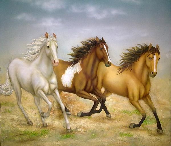 Running Horse Embossed Painting