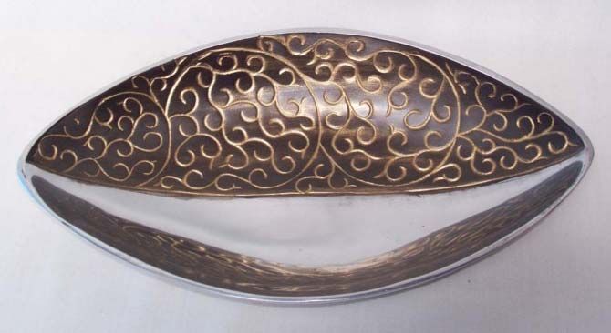 Black Gold Aluminium Oval Bowl