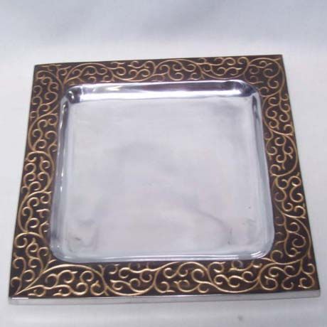 Black Gold Aluminium Square Tray