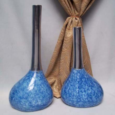 Blue Marble Aluminium Flower Vase
