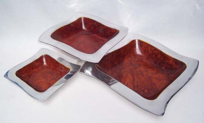 Red Wood Aluminium Tray