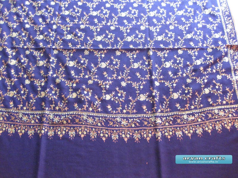 Blue Hand Made Jali Pashmina Shawl