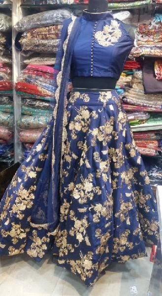 embroided silk lehenga