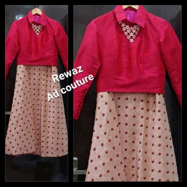 embroided skirt with crop top